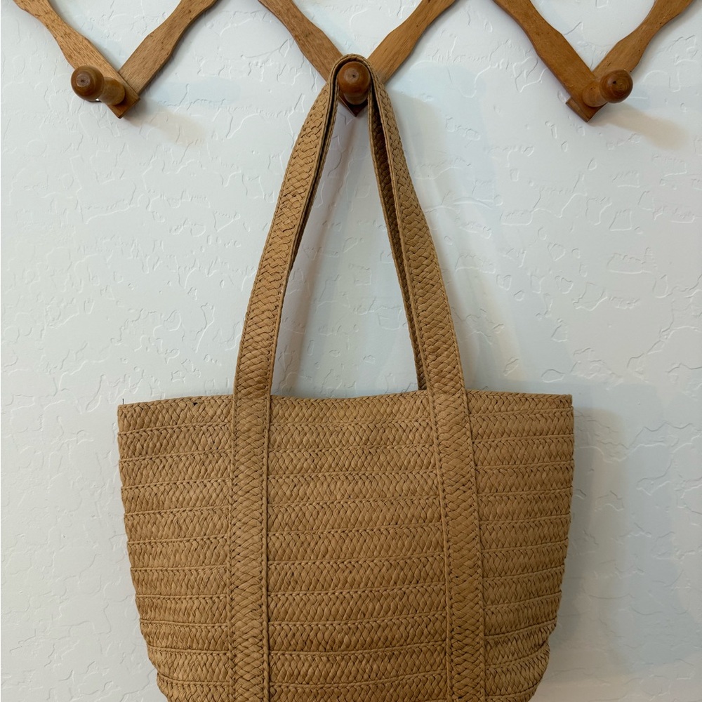 Draper James Tan Woven Tote Bag